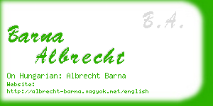 barna albrecht business card